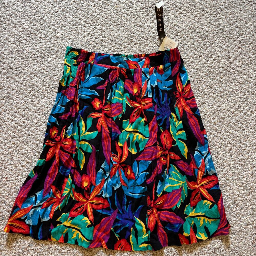Sag Harbor Vintage 90s Tropical Floral Print Midi Skirt NWT Size Large